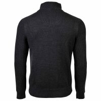 JOOP! mens knitted jumper with troyer zip - Thom, fine knit with structure, wool mix Grey S (Small)