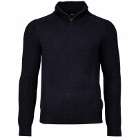 JOOP! mens knitted jumper with troyer zip - Thom, fine knit with structure, wool mix Blue S (Small)