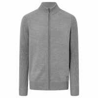 JOOP! mens knitted jumper with troyer zip - Thom, fine knit with structure, wool mix Grey XL (X-Large)