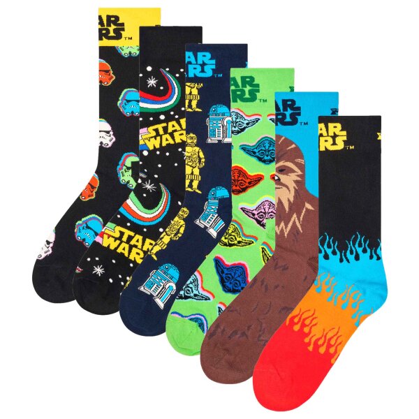 Happy Socks Mens Socks, 6-Pack - STAR WARS, Gift Box, Motif Socks Star Wars 6 Pack Gift Set 41-46 (UK 7,5-11,5)