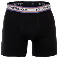 SCOTCH&SODA Mens boxer shorts, 3-pack - Solid Cotton Stretch Black/Green S (Small)
