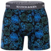 SCOTCH&SODA Herren Boxershorts, 3er Pack - Cotton Stretch Boxer, Print Blau/Grün S