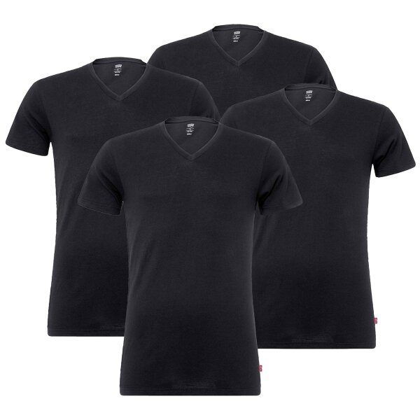 Levis Men T-Shirt, 4 Pack - V-Neck, short Sleeve, plain Black M (Medium)