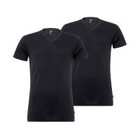 Levis Herren T-Shirts, 4er Pack - V-Ausschnitt, Kurzarm, einfarbig Schwarz L