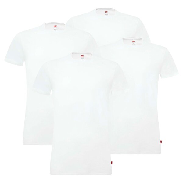 Levis Men T-Shirt, 4 Pack - round Neck, short Sleeve, plain White S (Small)