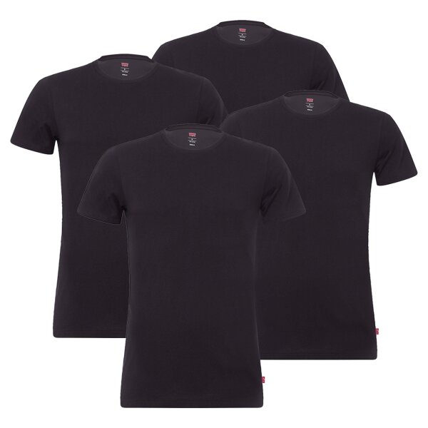 Levis Herren T-Shirts, 4er Pack - Rundhals, Kurzarm, einfarbig Schwarz S