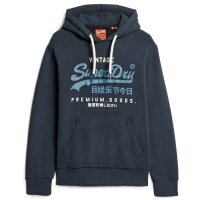 Superdry Mens Hoodie - Duo Vintage Logo Hoodie , Logo, Single colour Dark blue M (Medium)