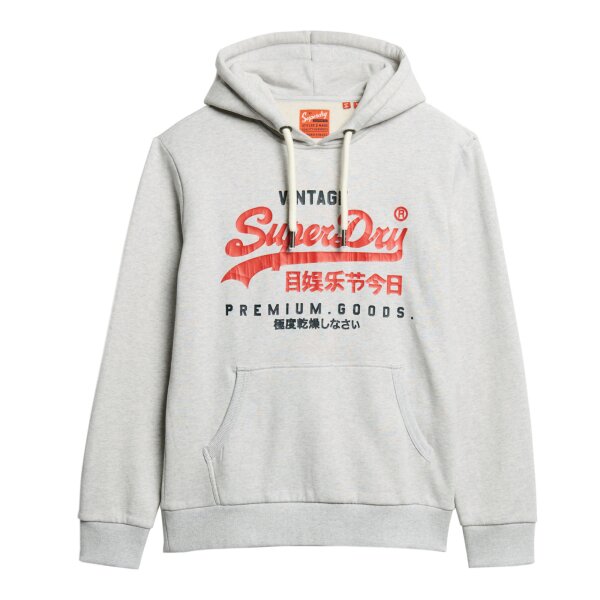 Superdry Mens Hoodie - Duo Vintage Logo Hoodie , Logo, Single colour Light grey M (Medium)