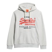 Superdry Mens Hoodie - Duo Vintage Logo Hoodie , Logo, Single colour Light grey M (Medium)