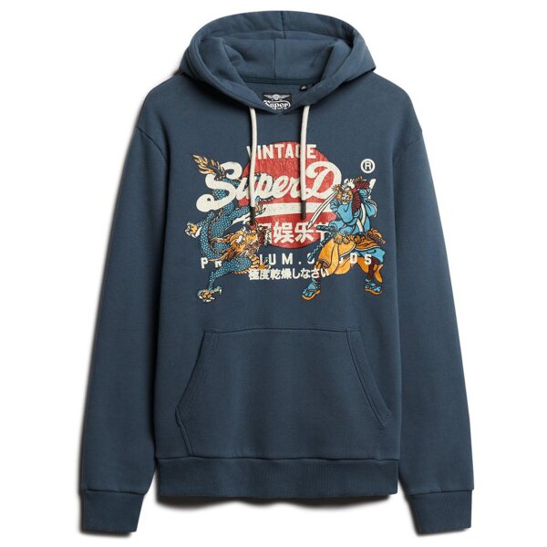 Superdry Mens Hoodie - Tokyo VI Graphic Hoodie, Cracked Print, Logo, Solid Color