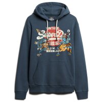 Superdry Mens Hoodie - Tokyo VI Graphic Hoodie, Cracked Print, Logo, Solid Color
