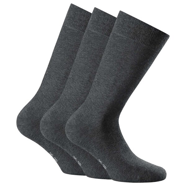 Rohner Basic Unisex Socken, Multipack - Cotton II, Kurzsocken, Basic, einfarbig Anthrazit 35-38 (2.5-5 UK) 6er Pack (2x3P)