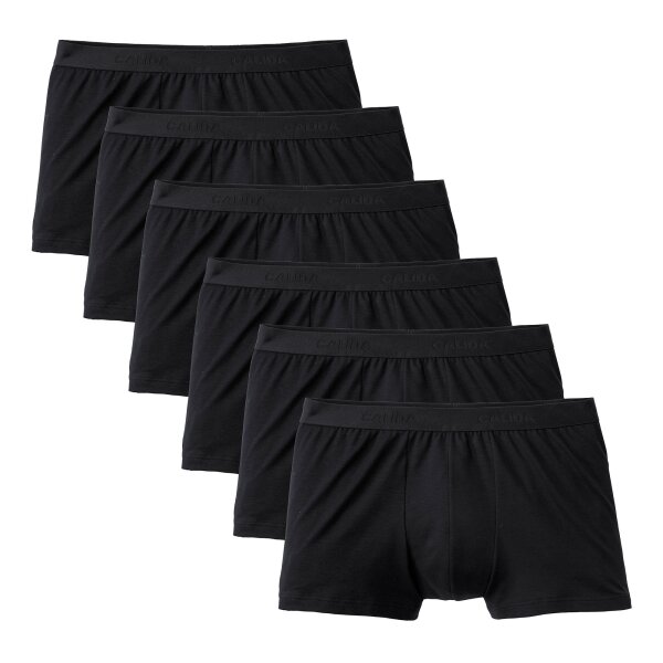 CALIDA Mens Boxer Shorts, 6-Pack - Natural Benefit, Elastic Waistband, Single Jersey Black M (Medium)