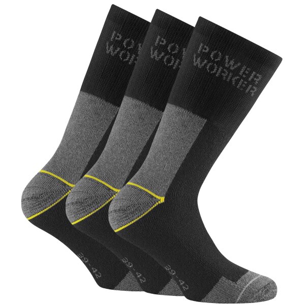 Rohner Basic Unisex Arbeitssocken, Multipack - Power Worker, Polsterung Schwarz/Grau 47-50 9er Pack (3x3P)