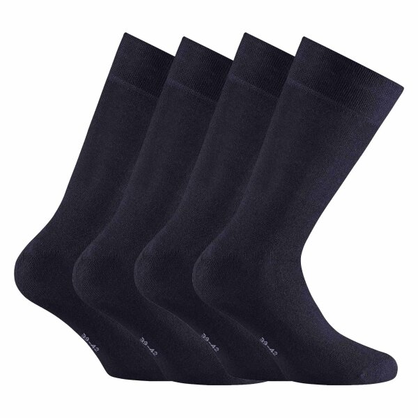 Rohner Basic Unisex Socken, 4er Pack - Bambus, Kurzsocken Schwarz 47-50