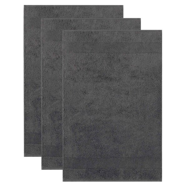 Villeroy & Boch Gästetuch, 3er Pack - One, Walkfrottier, Handtuch, Baumwolle Dunkelgrau 30x50 cm