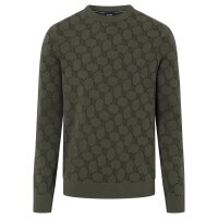 JOOP! Herren Strickpullover mit Allover-Jacquard - Ravon, Cornflower, Baumwoll-Mix Grün M