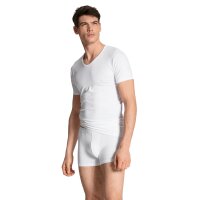 CALIDA Mens T-Shirt, 4-Pack - Natural Benefit, V-neck, single jersey White M (Medium)