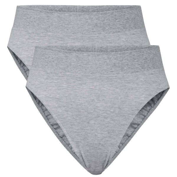 CALIDA Damen Slip, 2er Pack - Elastic, High Waist, Softbund, Single Jersey Grau L (48/50)