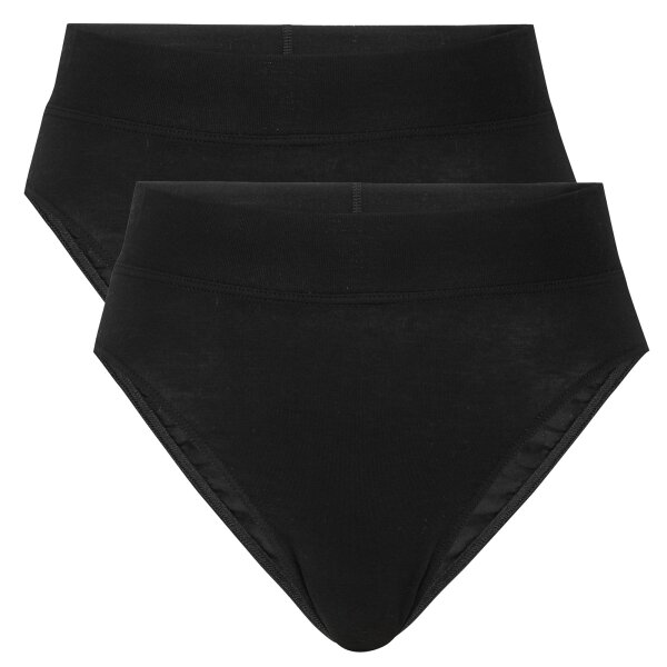 CALIDA Ladies Briefs 2 Pack - Elastic, High Waist, Soft Waistband, Single Jersey Black 40/42 (UK 14/16)