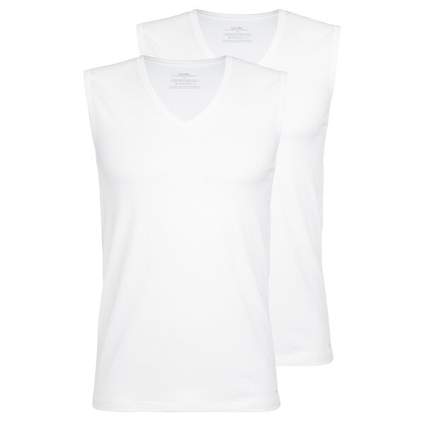 CALIDA Mens Undershirt, 2 Pack - Cotton Code, V-neck, City shirt, single jersey White XL (X-Large)