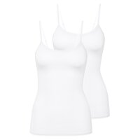 CALIDA Damen Spaghettitop, 2er Pack - Natural Comfort, Unterhemd, Top, Jersey, einfarbig Weiß XS (36/38)
