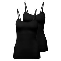 CALIDA Damen Spaghettitop, 2er Pack - Natural Comfort, Unterhemd, Top, Jersey, einfarbig Schwarz XS (36/38)
