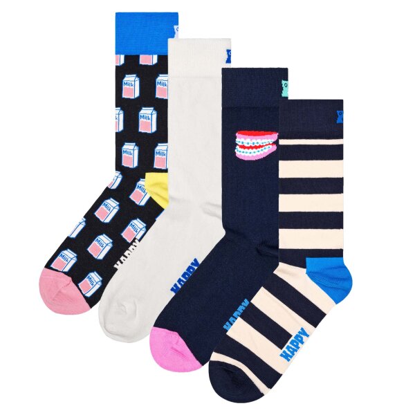 Happy Socks unisex socks, 4-pack - special gift box, colour mix Milk Cartoon 36-40 (UK 4-7)