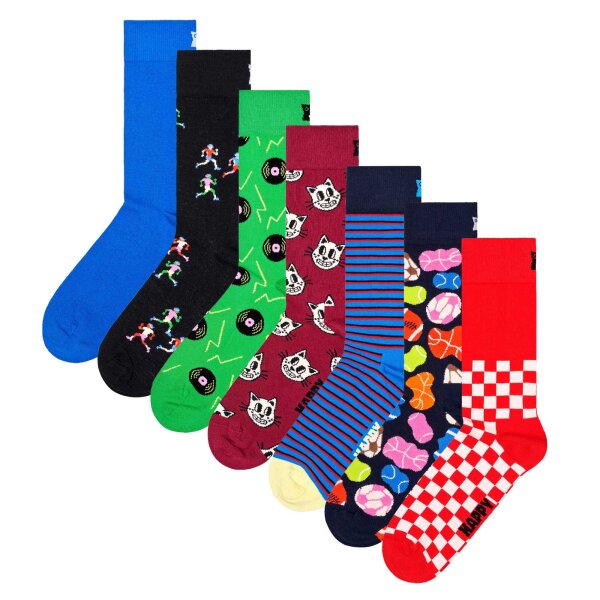 Happy Socks 7 pack unisex socks, gift box, mixed colours 7 Days 2 36-40 (UK 4-7)