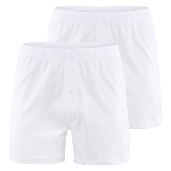 CALIDA Mens Jersey Boxer Shorts, 2 pack - Cotton Code, unicolored, 100% cotton White S (Small)