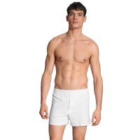 CALIDA Mens Jersey Boxer Shorts, 2 pack - Cotton Code, unicolored, 100% cotton White S (Small)