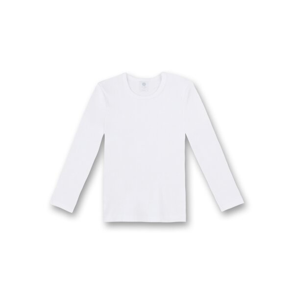 Sanetta Kinder Unterhemd - Longsleeve, Shirt, Cotton, unisex, einfarbig 164 (12-13 Years) Weiß