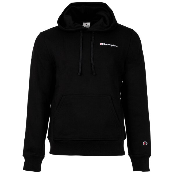 Champion Herren Hoodie - Hooded Sweatshirt, Pullover, Kleines Logo, Kapuze, einfarbig Schwarz M