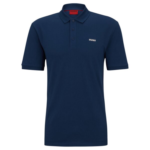 HUGO Mens Polo Shirt - DONOS222, pique, 1/2 sleeve, button placket, logo, cotton Royal blue M (Medium)