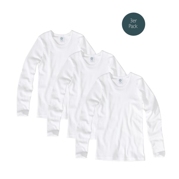 Sanetta Kinder Unterhemd, 3er Pack - Longsleeve, Shirt, Cotton, unisex, einfarbig Weiß 152