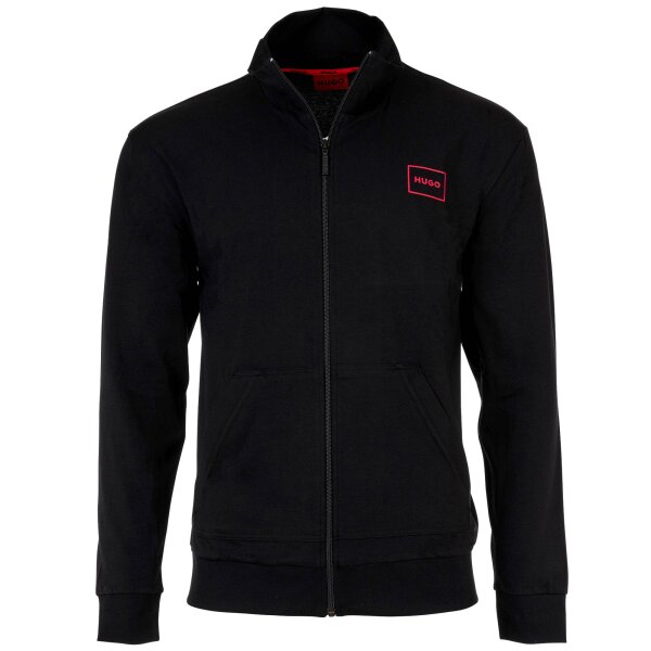 HUGO Herren Sweatjacke - Laze Zip Jacket, Stehkragen, Reißverschluss, Cotton Stretch Schwarz S