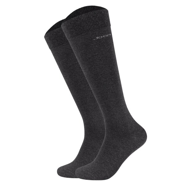 JOOP! Herren Kniestrümpfe, 2er Pack - Premium Essential Cotton Knee High, Logo, einfarbig Anthrazit meliert 43-46