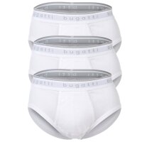 bugatti mens briefs, 3-pack - fine-rib, fly, cotton, single-coloured White M (Medium)