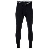 bugatti Herren Lange Unterhose - Feinripp, Eingriff, Baumwolle, einfarbig Schwarz M