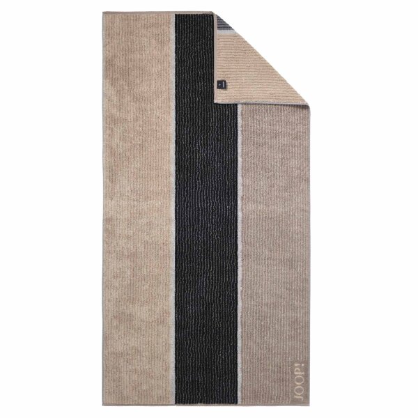 JOOP! Bath towel - Signature, terry towelling, cotton, striped Grey 80x150cm