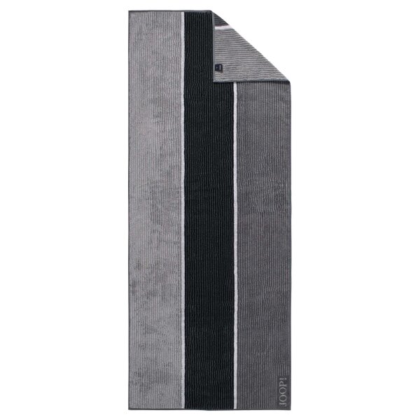 JOOP! Saunatuch - Signature, Walkfrottier, Baumwolle, gestreift Schwarz 80x200cm