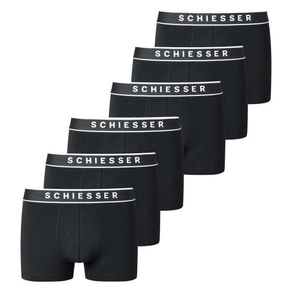 SCHIESSER Herren Shorts 6er Pack - Serie "95/5", Logobund, S-XXL Schwarz L