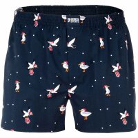 Happy Shorts Mens woven boxer shorts – X-MAS, American style, cotton, Christmas print Sea Gull M (Medium)