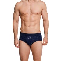 SCHIESSER Herren Slip 4 PACK - Sportslip, Essentials Feinripp, Karo-Print, S-XXL Marine M (Medium)
