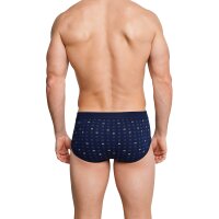 SCHIESSER Herren Slip 4 PACK - Sportslip, Essentials Feinripp, Karo-Print, S-XXL Marine L (Large)