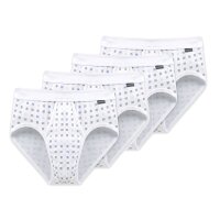 SCHIESSER Mens briefs 4 PACK - Sports briefs, Essentials rib, check print, S-XXL White XL (X-Large)