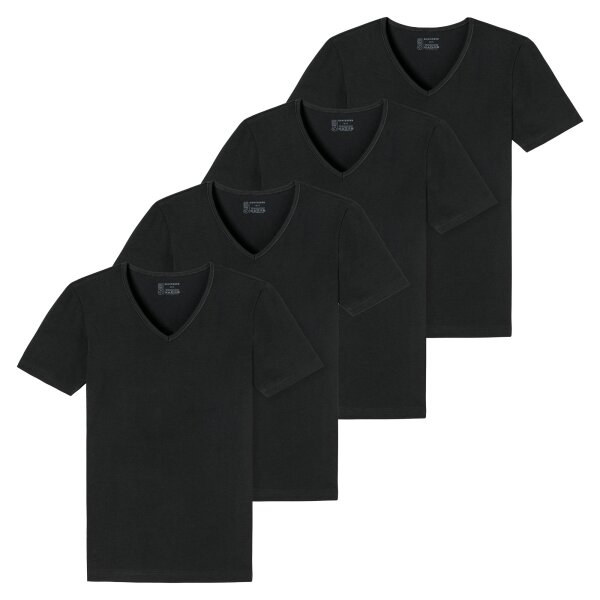 SCHIESSER Mens T-Shirt 4-Pack - Series "95/5", V-Neck, S-4XL Black L (Large)