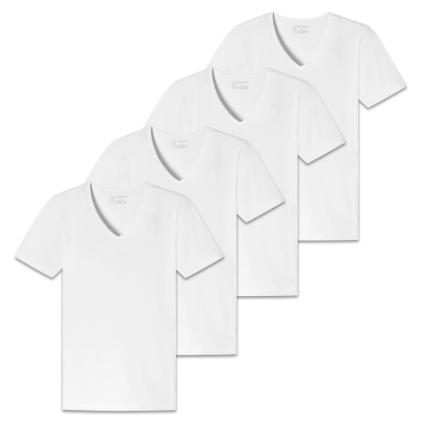 SCHIESSER Mens T-Shirt 4-Pack - Series "95/5", V-Neck, S-4XL White S (Small)