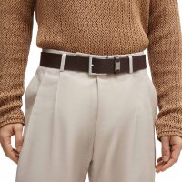 BOSS Mens Belt - Connio, Genuine leather, Pin Buckle, Brushed Metal Dark Brown 115 cm