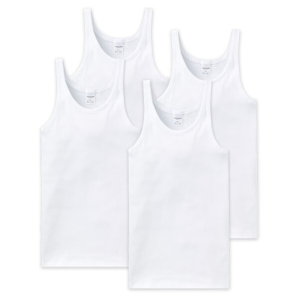 SCHIESSER Herren Unterhemd 4er Pack - ärmellos, Cotton Essentials, Feinripp Weiß M